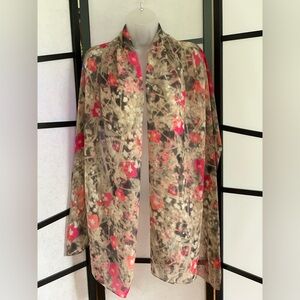 Calvin Klein Floral Scarf ~ 72" x 28" Beautiful Floral Print